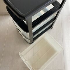 【さしあげます】収納ケース　ストッカー　3段　黒　中古品の画像