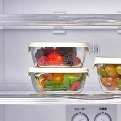 HARIO(ハリオ) 耐熱 ガラス製 保存容器 4個セット 角Sサイズ ホワイトの画像