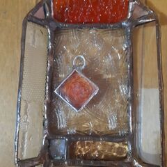 ガラスタイル　レッド　ステンドグラス・チャーム　※土日割引2点購入1000円！の画像