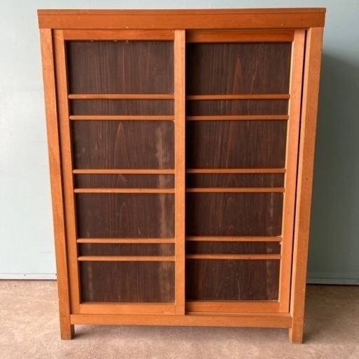 昭和レトロ 木製 　白木　茶箪笥　和家具 箪笥 引き出し 引き戸 アンティーク 　時代家具