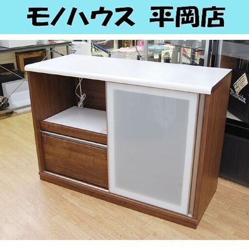 ニトリ ミドルレンジボード カウンターリーフ 幅120×奥行50×高さ85.5cm キッチンカウンター スライド扉 食器棚 キッチン収納 NITORI 札幌市 清田区 平岡