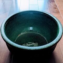 【お譲り先決定しました】睡蓮鉢／陶器製（深緑）
