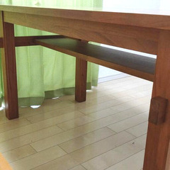 北欧風　ダイニングテーブル　チェア2つ　ベンチタイプチェアの画像