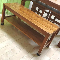 北欧風　ダイニングテーブル　チェア2つ　ベンチタイプチェアの画像