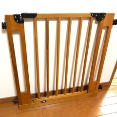 ベビーゲート　自動ロック付き　セーフティゲート　木目　ライトブラ...