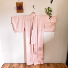 着物　正絹　付け下げ　ピンク　サーモンピンク　 訪問着