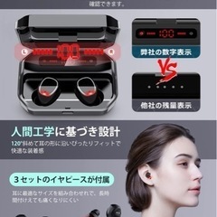 【新品未使用】Bluetooth イヤホン ワイヤレスイヤホン Bluetooth5.0+EDR搭載 自動ペアリング ブルートゥースイヤホン タッチ簡単操作 AACコーデック対応 Hi-FiCVC8.0ノイズキャンセリング ぶるーとーすイヤホン LEDディスプレイ残量表示 快適装着感 左右分離型 片耳/両耳モード切替 完全ワイヤレス イヤホン 音量調整/通話/Siriなど対応 IPX7防水 PSE/技適認証済 ビジネス/WEB会議/テレワーク/仕事/通学/通勤　⑤の画像