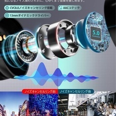 【新品未使用】Bluetooth イヤホン ワイヤレスイヤホン Bluetooth5.0+EDR搭載 自動ペアリング ブルートゥースイヤホン タッチ簡単操作 AACコーデック対応 Hi-FiCVC8.0ノイズキャンセリング ぶるーとーすイヤホン LEDディスプレイ残量表示 快適装着感 左右分離型 片耳/両耳モード切替 完全ワイヤレス イヤホン 音量調整/通話/Siriなど対応 IPX7防水 PSE/技適認証済 ビジネス/WEB会議/テレワーク/仕事/通学/通勤　⑤の画像