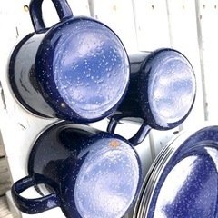 キャンプ用ホーロー加工食器セットの画像