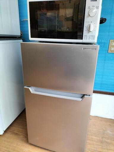 只今、商談中となっております。新生活応援家電セット！！No７８ ヤマダ電機 YRZ-C09H1 2ドアノンフロン冷蔵庫 87L 2020年製・ ヤマダ電気 YMW-M17GW5　電子レンジ 2021年製 2点セット！！