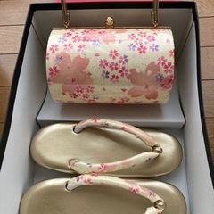 和装バッグ、草履セット(ピンク系)の画像