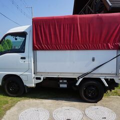  幌付コンテナ箱だけ購入ＯＫ サンバートラック 幌付コンテナ箱 貨物軽トラ 平成16年式 エアコン・パワステ 5MT ２WD 車検なし（ナンバー有）TT１ 状態良好の画像
