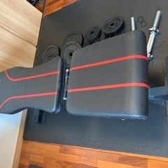 【取引中】トレーニングベンチ　ダンベル55キロセットの画像
