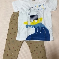 シロクマサーフィンTシャツとレギンス　90サイズ