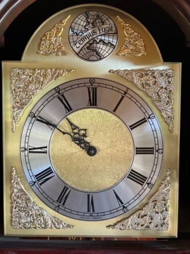 高級置き大時計『Tempus Fugit』木製　特大置時計　振り子時計　WESTERN GERMANY ドイツ製　無垢マホガニー