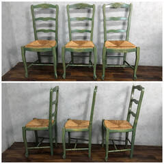 ヴィンテージ　ラタンチェア　椅子 FG6/2 木製 藁座面 椅子 3脚 イス いす チェア ダイニングチェア