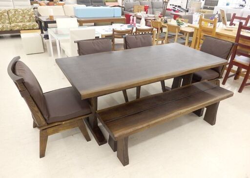 千歳市/恵庭市 大塚家具 ダイニング 6点セット イス4脚 ベンチ1脚 ダイニングセット テーブル