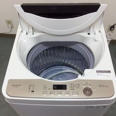 （6/4受渡済）JT4404【SHARP/シャープ 6.0㎏洗濯機】美品 2020年製 ES-GE6E 家電 洗濯 簡易乾燥付