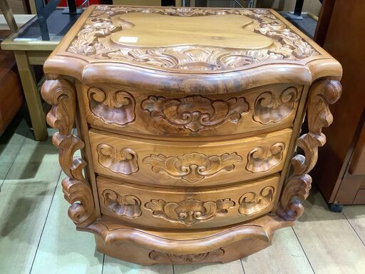 【トレファク花小金井店】ニトリ/ローチェスト/3段/ナチュラル/彫刻/中古家具/武蔵野市/小平市/小金井市/国分寺市/杉並区/買取/販売