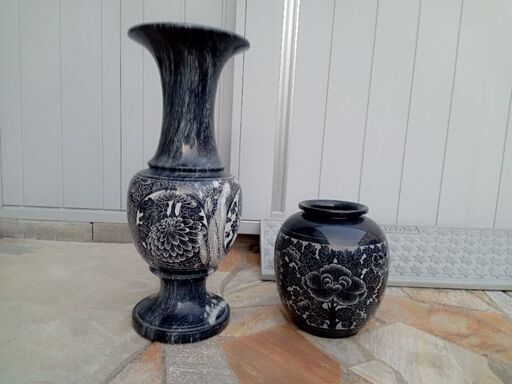 現物確認のみ歓迎　骨董品　古物　花瓶　壺　大理石　2セット