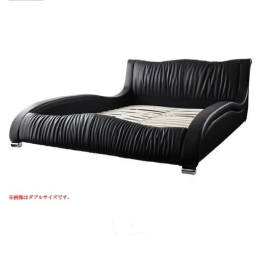 【再•お値下げ！半額以下！】ベッド ダブル 高級レザー デザイナーズベッド