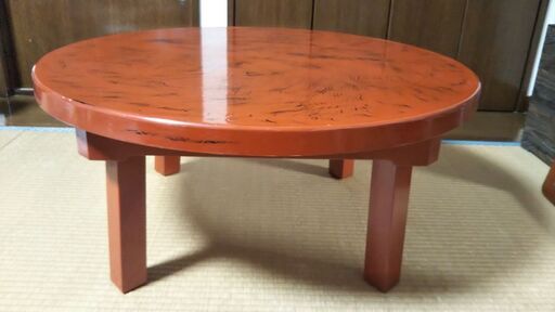 根来塗 小卓 丸座卓 ちゃぶ台 アンティーク 古美術