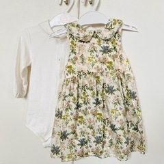 花柄ワンピース／オールのセット　80cmの画像