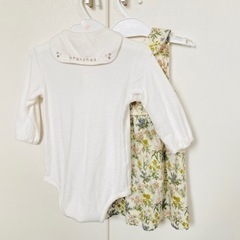花柄ワンピース／オールのセット　80cmの画像