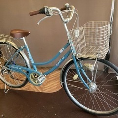 タイヤ、チューブ新品！LEDオートライト】6段変速 26インチ 水色