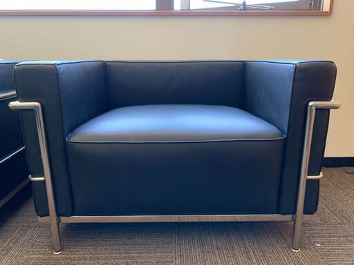 1人掛けソファ　レザー　ブラック