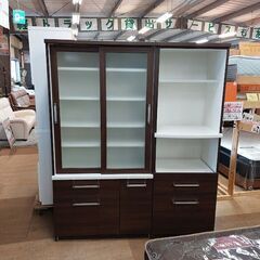 ニトリ/泉洋化工　Nトパーズ　２枚スライド扉ダイニングボード＆レンジボード　こげ茶　【愛品倶楽部柏店】