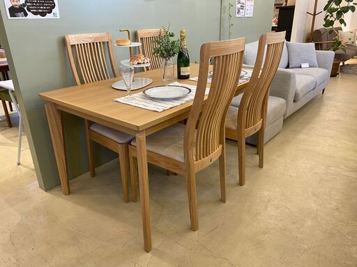 宇都宮でオシャレな家具を探すなら『オトワリバース！』ダイニングテーブルセット WeDostyle 5点セット ナチュラル ハイバックチェア 中古品