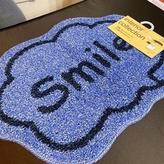 【新品】玄関マット バスマットSMILE 青　トイレマッスマイル...