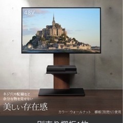 テレビスタンド WALL V2 ロータイプ ウォールナット (棚板2枚セット) テレビ台 壁掛け風 テレビボード