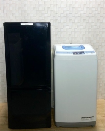 ブラックカラー三菱冷蔵庫と日立洗濯機の家電セット(^^)