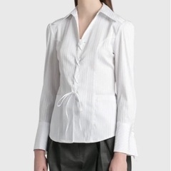 THEOPEN PRODUCT ストライプ レースアップ シャツの画像