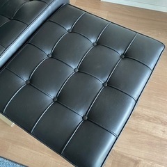 『本革』くつろぎチェア&オットマン 黒