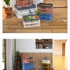 最終値下げ！【新品】折りたたみバスケット　ハンドル付　１つ　８００円　キャンプ　収納　整理　レジかご　コンテナの画像