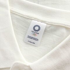 【未使用タグ付】東京2020オリンピック パラリンピック 定価4378円 公式ライセンス ユニセックス エンブレム半袖ポロシャツ オフホワイト M,L,LL,3Lの画像