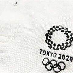 【未使用タグ付】東京2020オリンピック パラリンピック 定価4378円 公式ライセンス ユニセックス エンブレム半袖ポロシャツ オフホワイト M,L,LL,3Lの画像