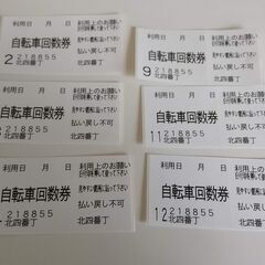 二日町北四番町の駐輪場の回数券（6回分）