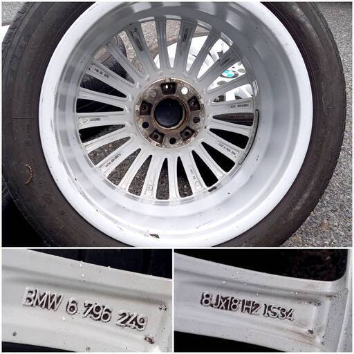 【中古品】BMW純正 18インチホイール 4本セット 3シリーズ（E90系、F30系）タイヤ付き