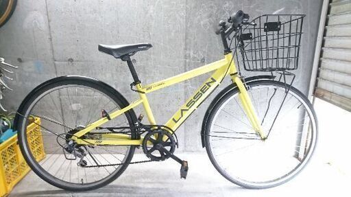 自転車中古 LASSEN 外装6段変速 カゴ付き タイヤ26インチ