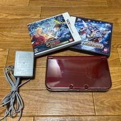 Newニンテンドー3DS LL レッド ソフト2本付き 中古