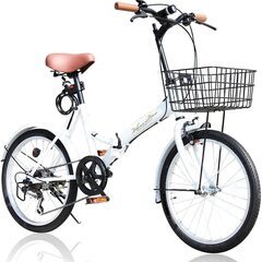 【新品未開封】20インチ 折りたたみ自転車・カゴ付 ・シマノ6段...