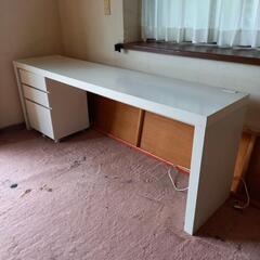 木製一枚板シンプル長机(移動引き出し付)の画像