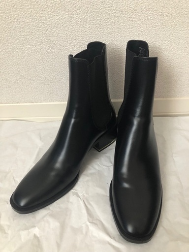 ［値下げ］【美品】ZARA フラットアンクルブーツ　黒　レディース24.5