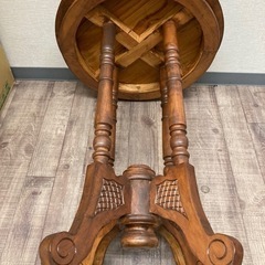 ★売約済み　フラワースタンド 花台 花瓶台 木製 円形 インテリア雑貨 電話台の画像