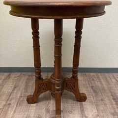 ★売約済み　フラワースタンド 花台 花瓶台 木製 円形 インテリア雑貨 電話台の画像