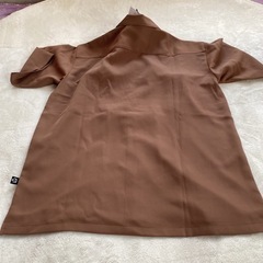 【HK WORKS LONDON】　茶色　半袖　紺シャツ　メンズMの画像